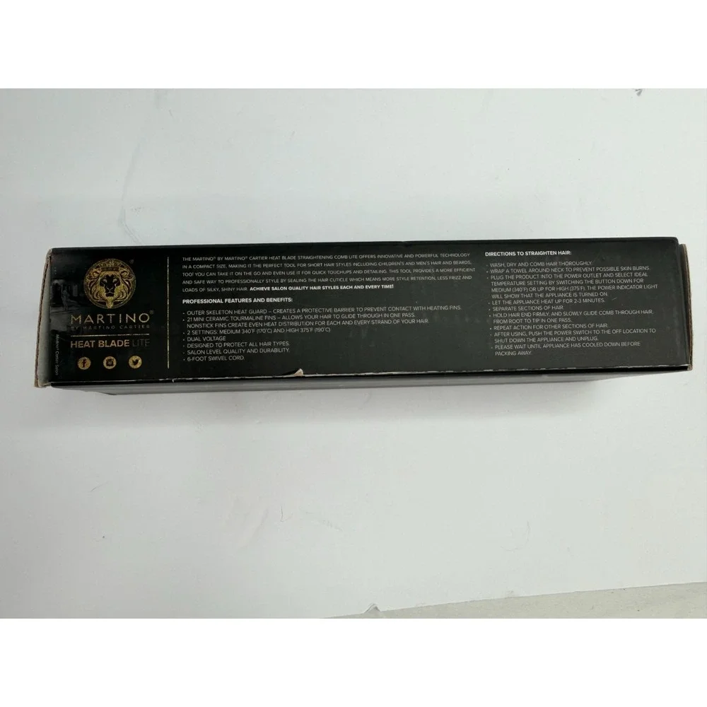 Martino Cartier Heat Blade Straightening Comb Lite MCT3014 New Open Box Rare